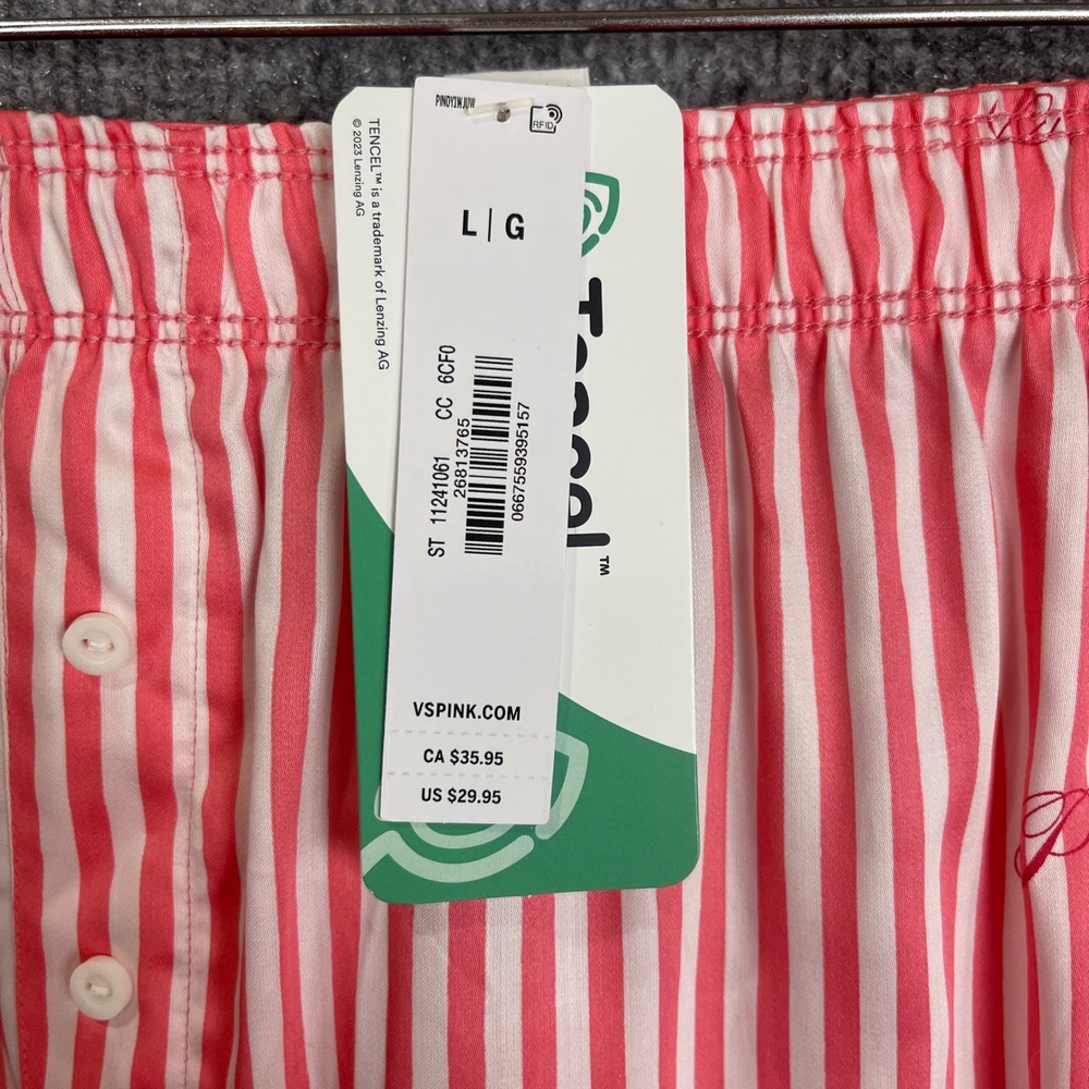 NEW Victoria's Secret PINK Pajama Shorts Womens Large Pink New Striped - Picture 6 of 10